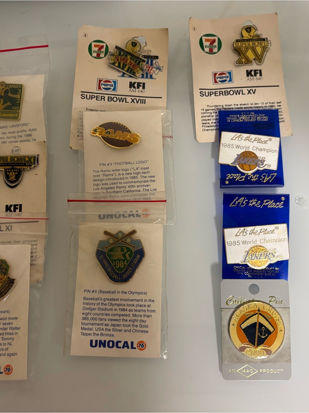 Vintage Los Angeles Sports & Super Bowl Pin Collection